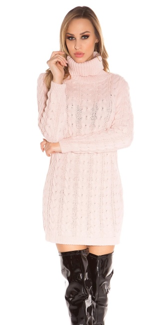 turtleneck cable knit sweater / dress Pink